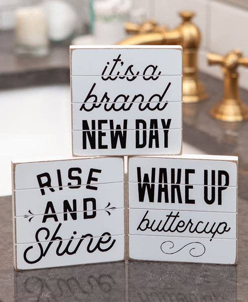 Good Morning Shiplap Block Sign, 3/Assorted