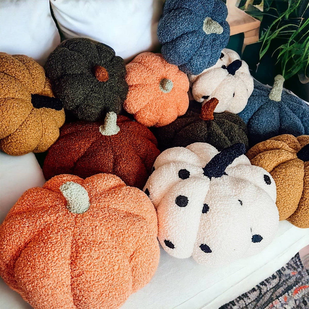 Neutral Fall + Halloween Home Decor, Cute Cotton Pumpkins BW