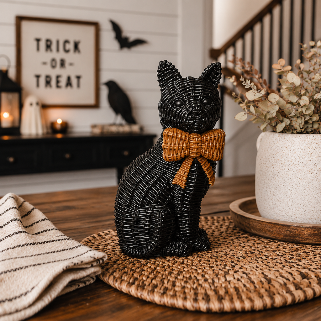 Spooky Shelf Accent Cute Farmhouse Halloween Black Cat Decor