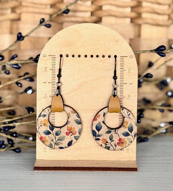 Earrings, Floral Vine Printed Dangle Earrings