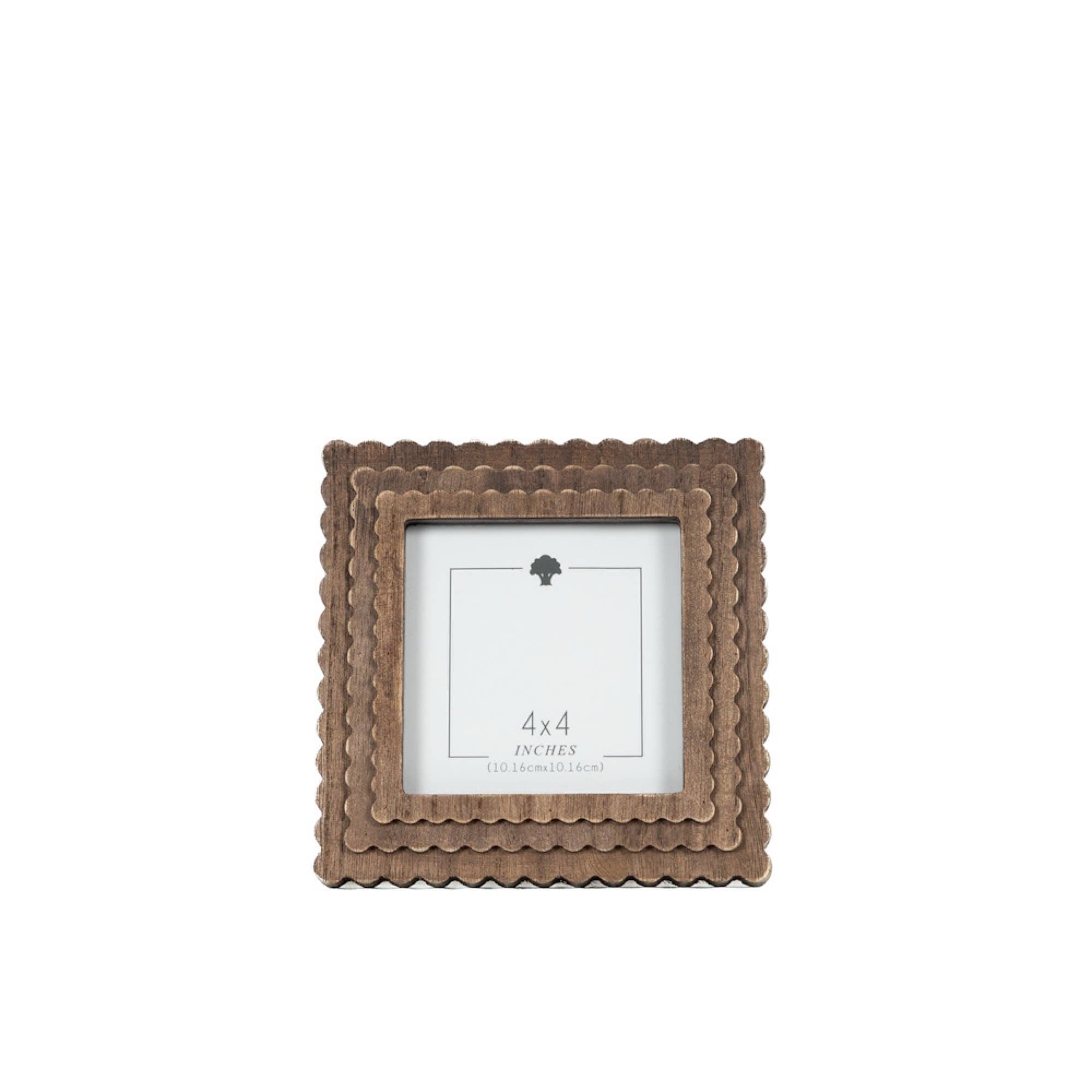 17020 - 6x6 wood scallop photo frame for 4x4 pic, espresso