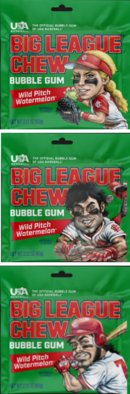 Big League Chew Wild Pitch Watermelon Gum, 12ct Pouches