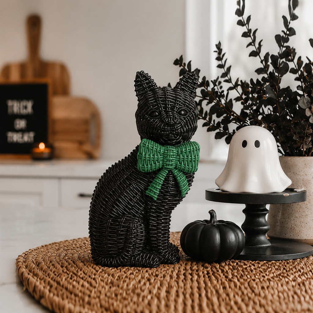 Spooky Shelf Accent Cute Farmhouse Halloween Black Cat Decor