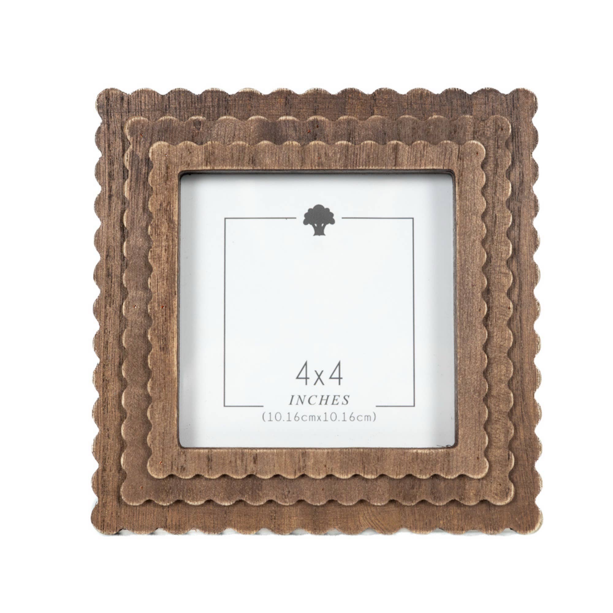 17020 - 6x6 wood scallop photo frame for 4x4 pic, espresso