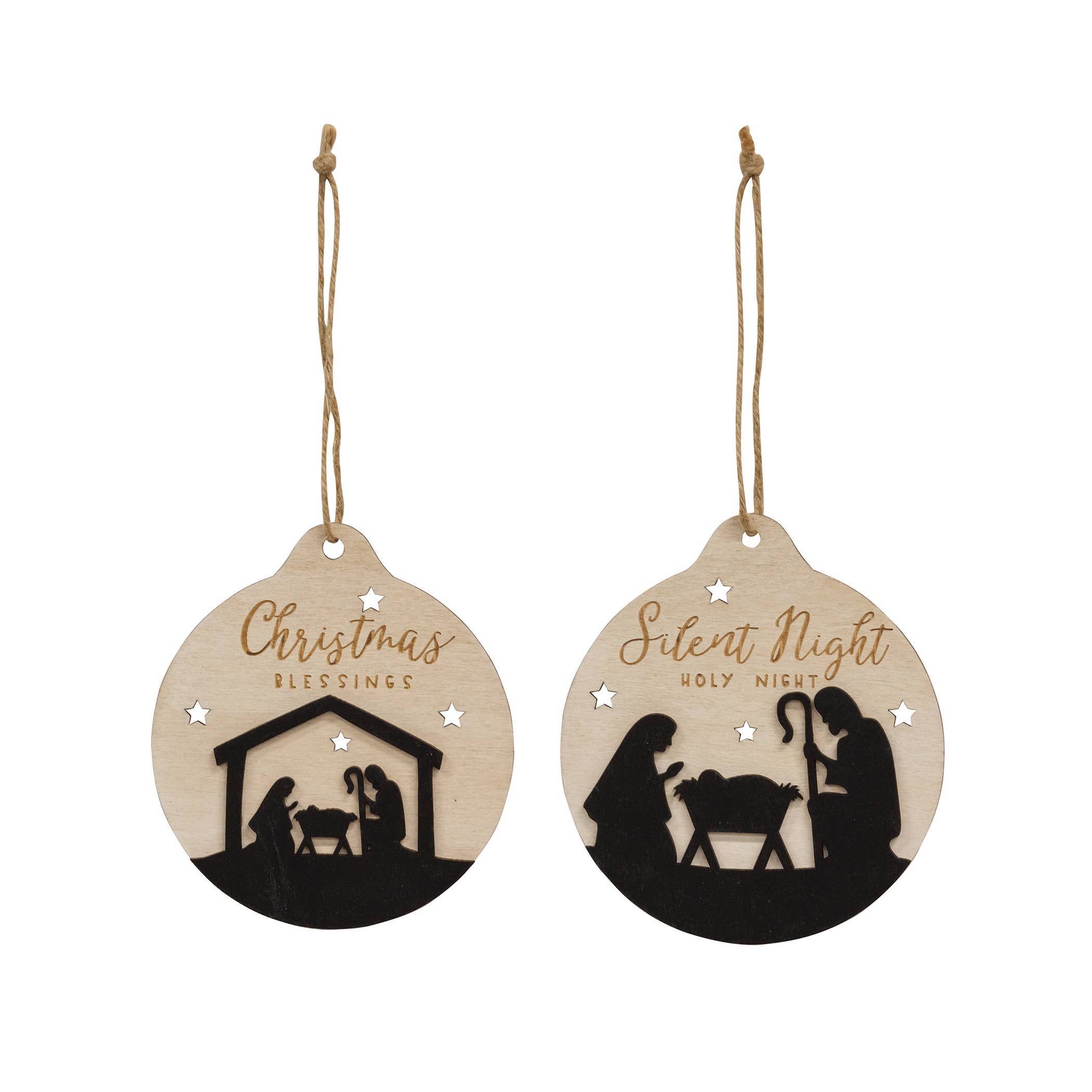 Christmas Blessings Silhouette Bulb Ornament, 2 Assorted