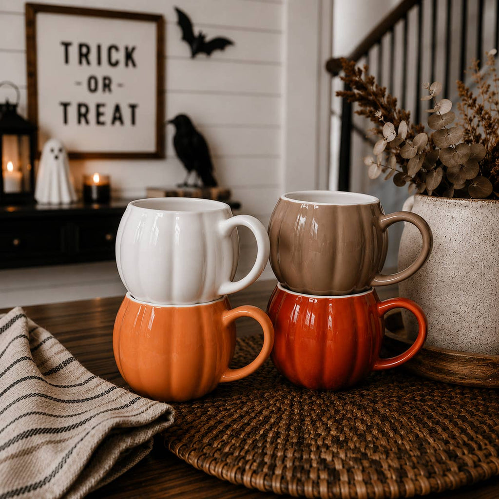 Orange Pumpkin Coffee Mug - Neutral Fall Decor & Gifts 17oz