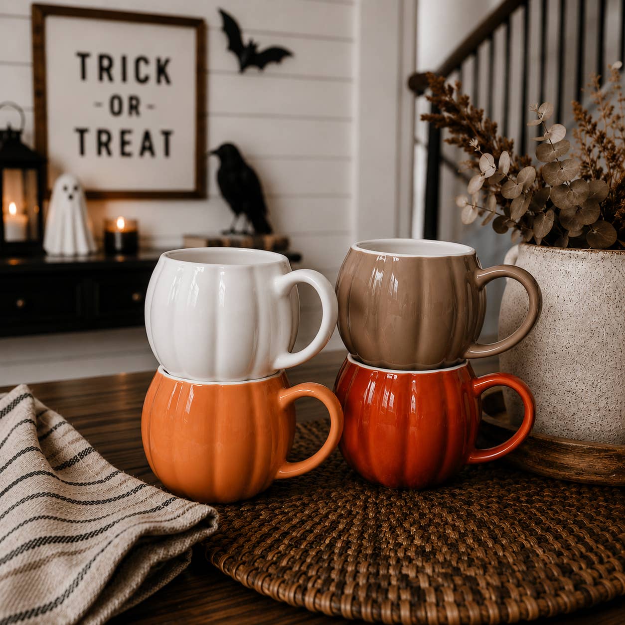 Orange Pumpkin Coffee Mug - Neutral Fall Decor & Gifts 17oz
