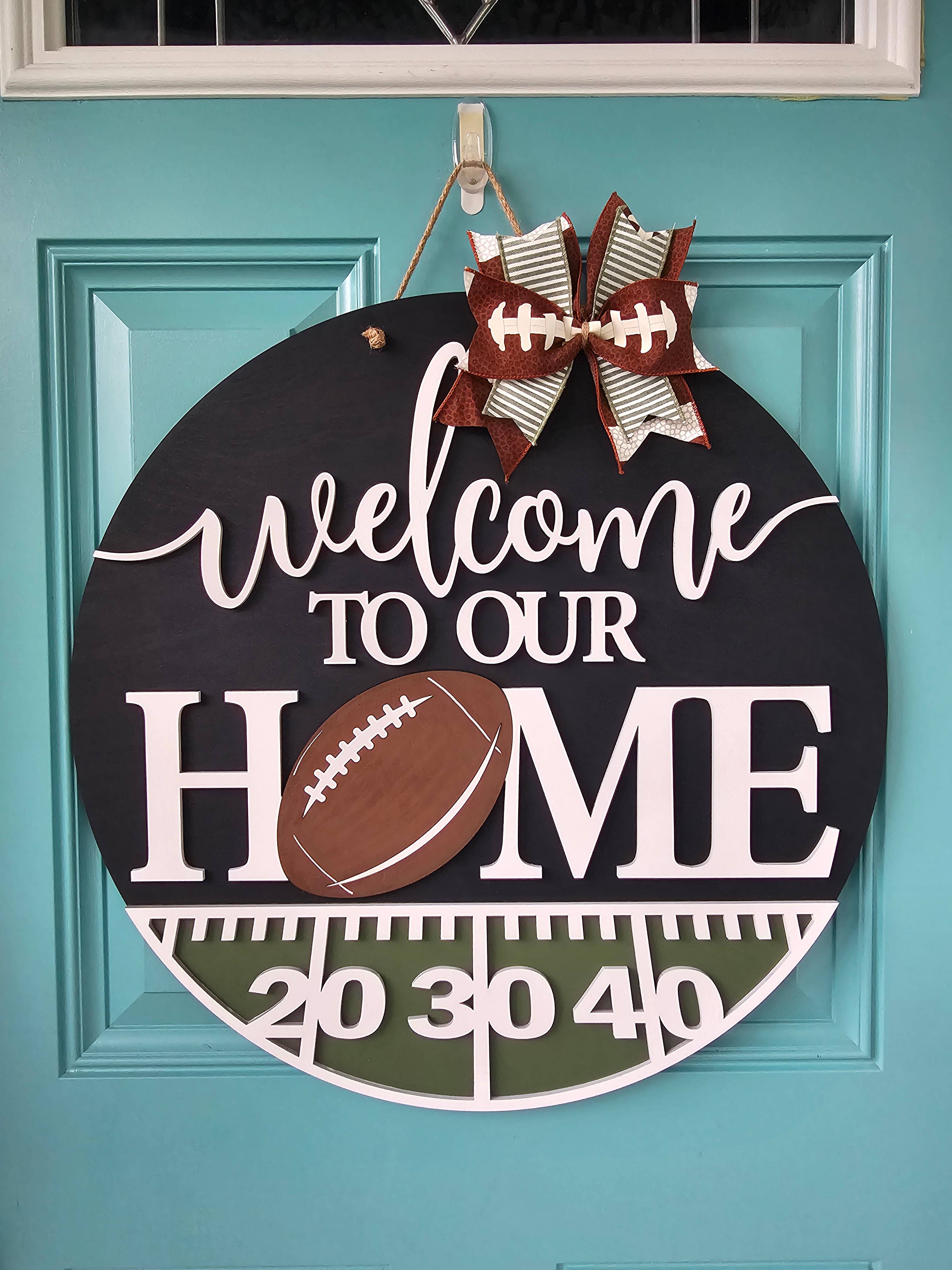 DIY Welcome to Our Home Football Door Hanger