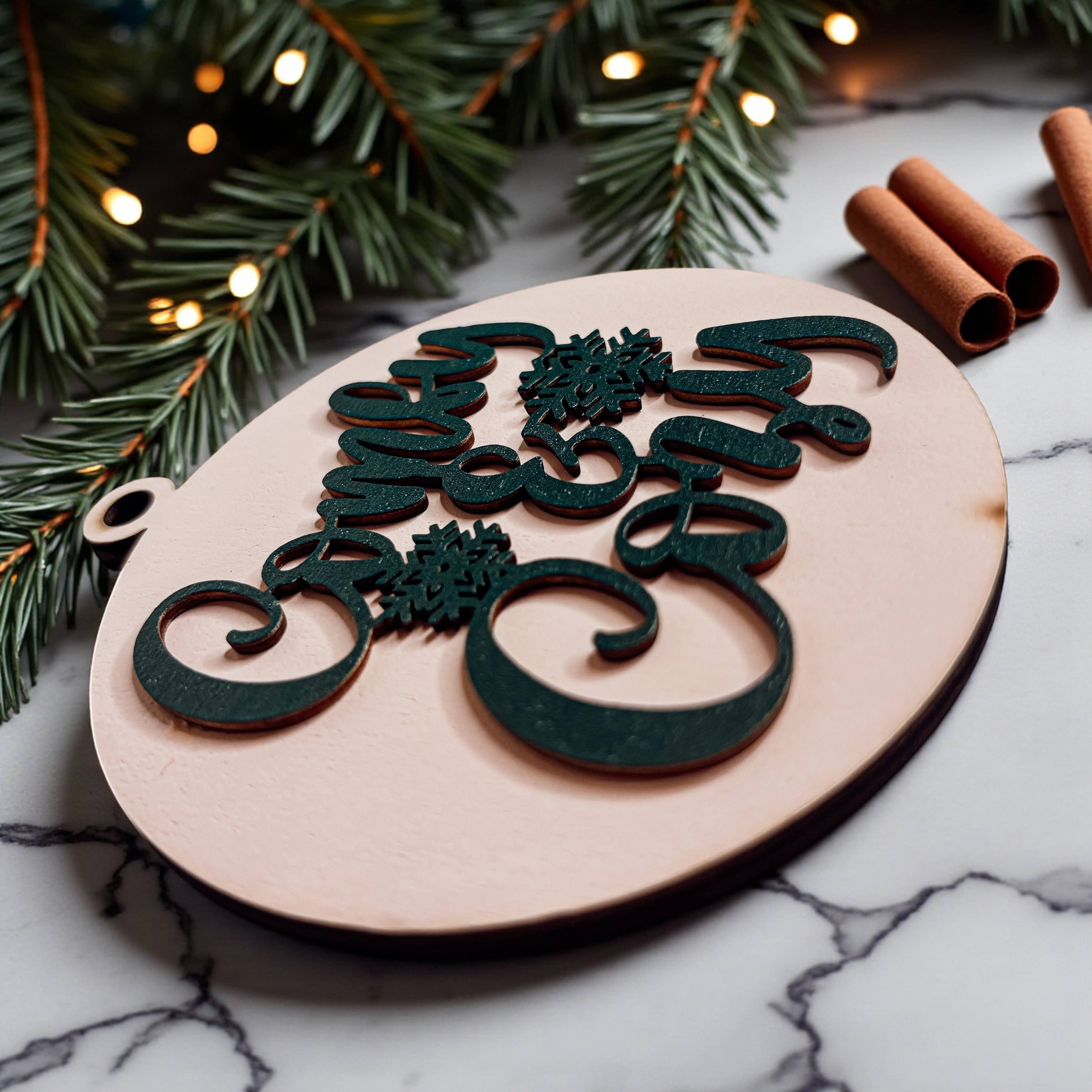 Hanging Christmas Decor + Handmade Wooden Ornament Funny