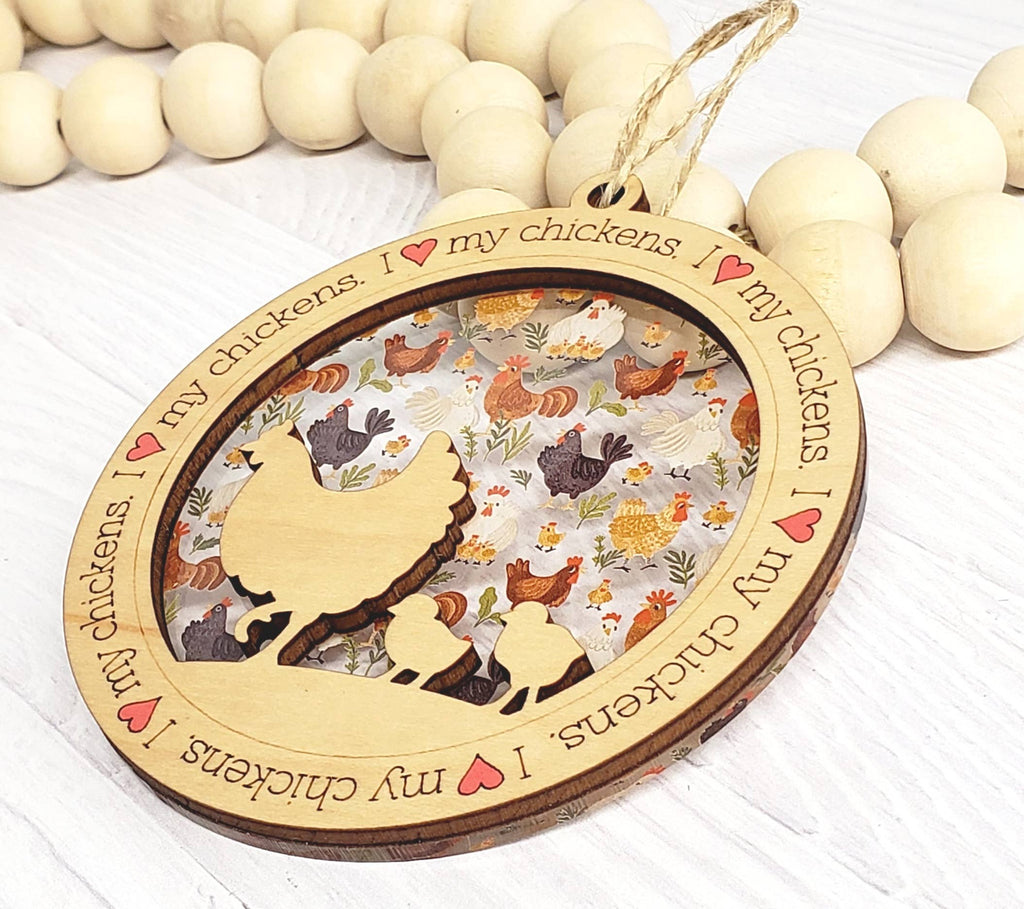 I Heart My Chickens with Chicks Ornament