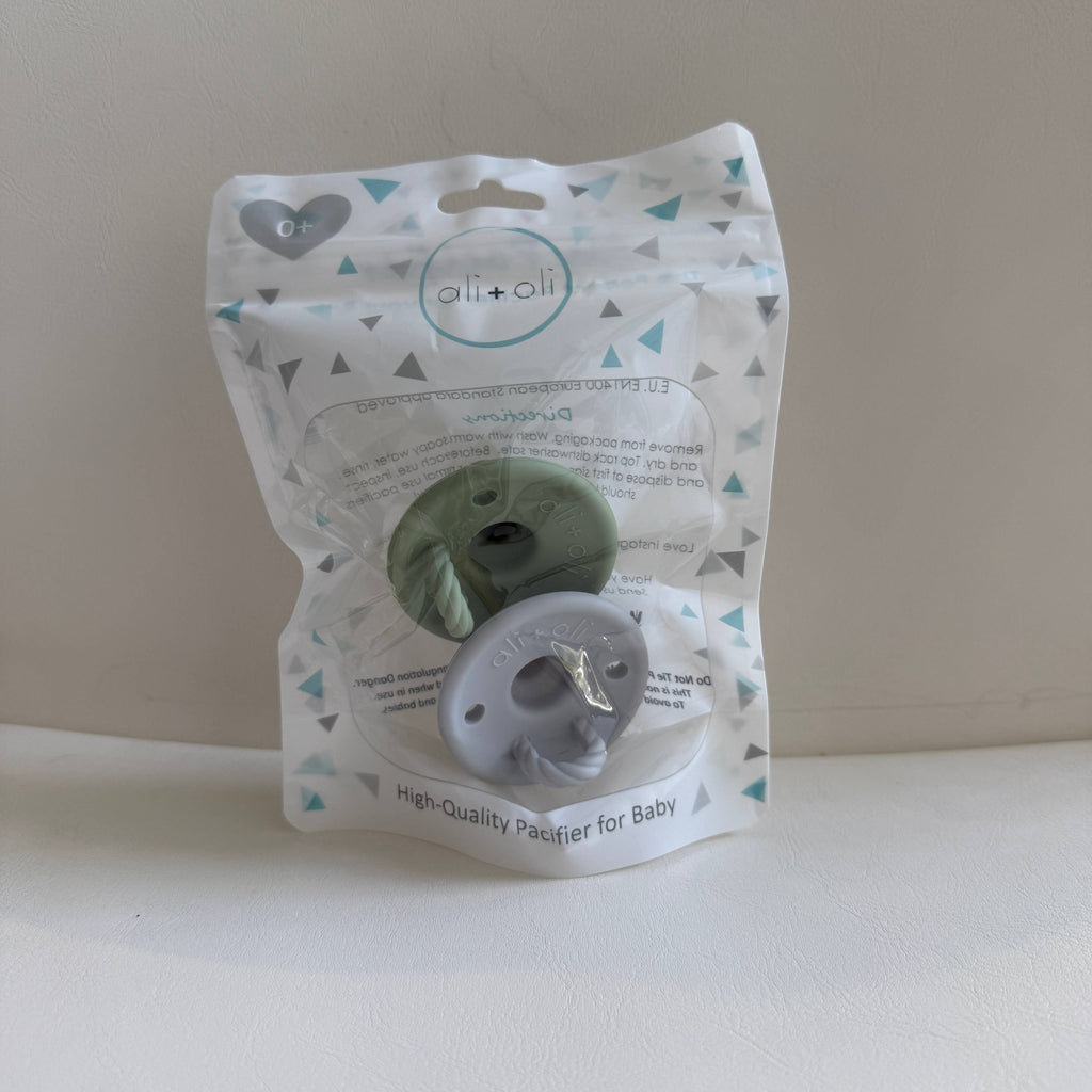 Pacifier Set Round (Grey & Sage)