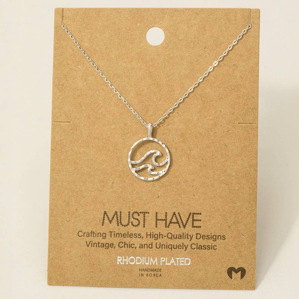 Gold Dipped Wave Coin Pendant Necklace