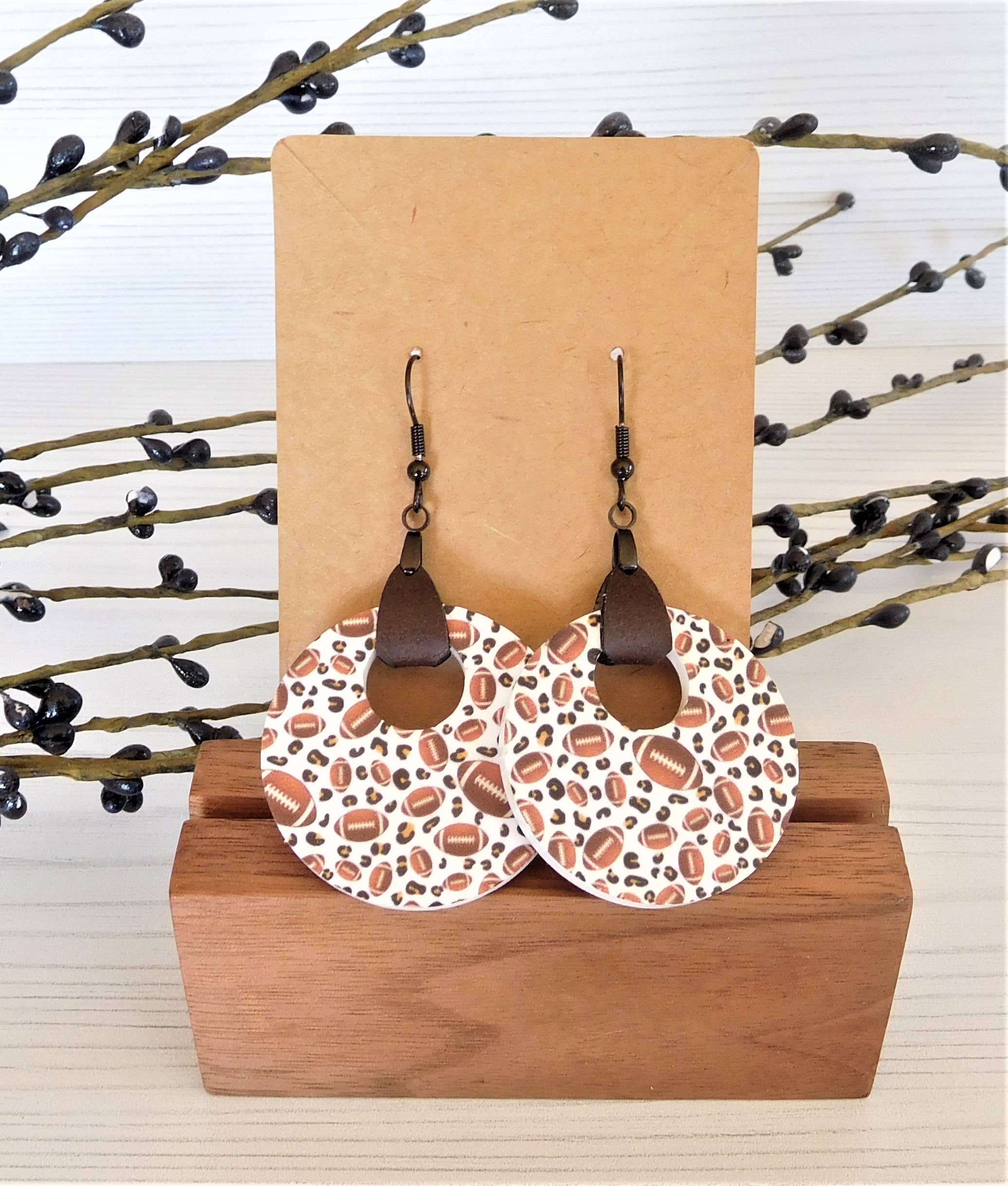 Football Mom Dangle Earrings - Acrylic Football Earrings