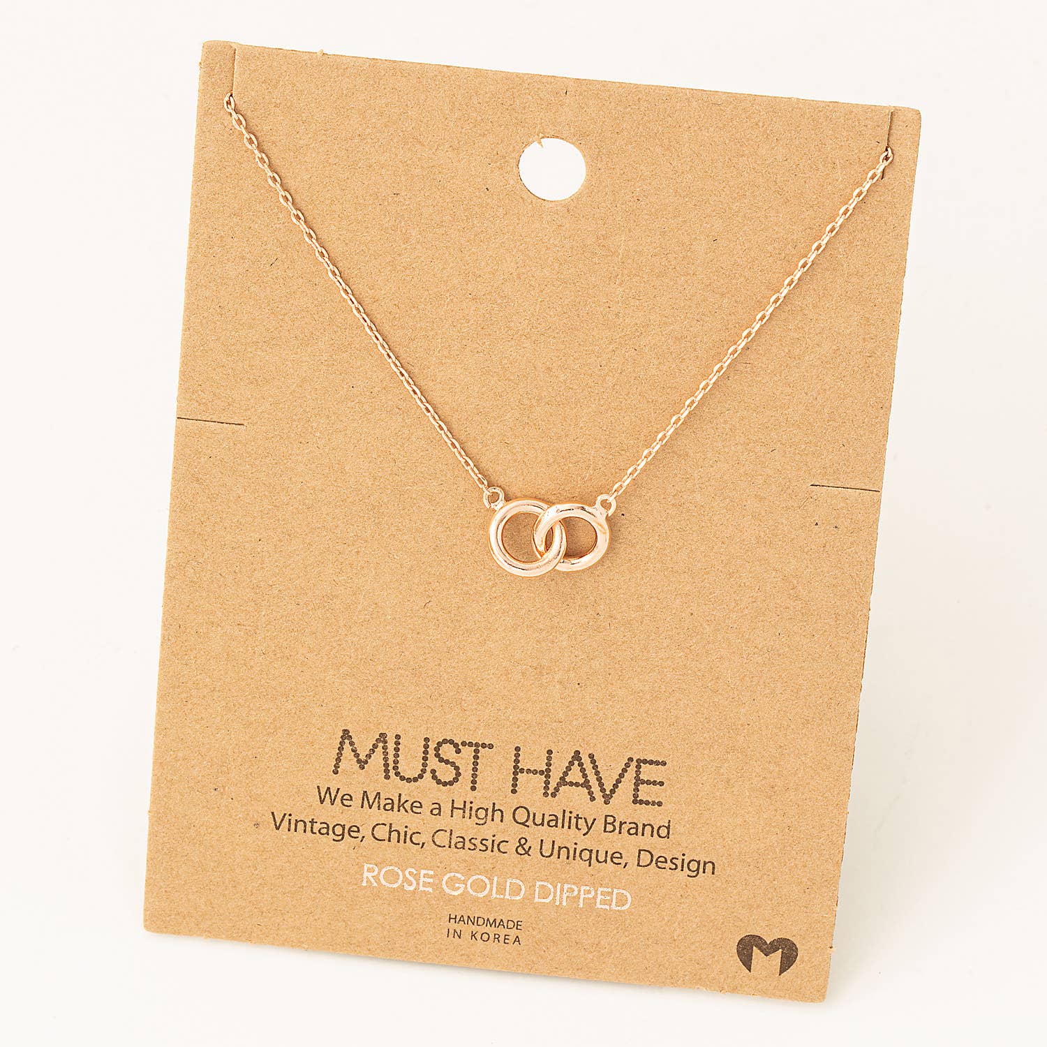 Dainty Dual Circle Link Pendant Necklace