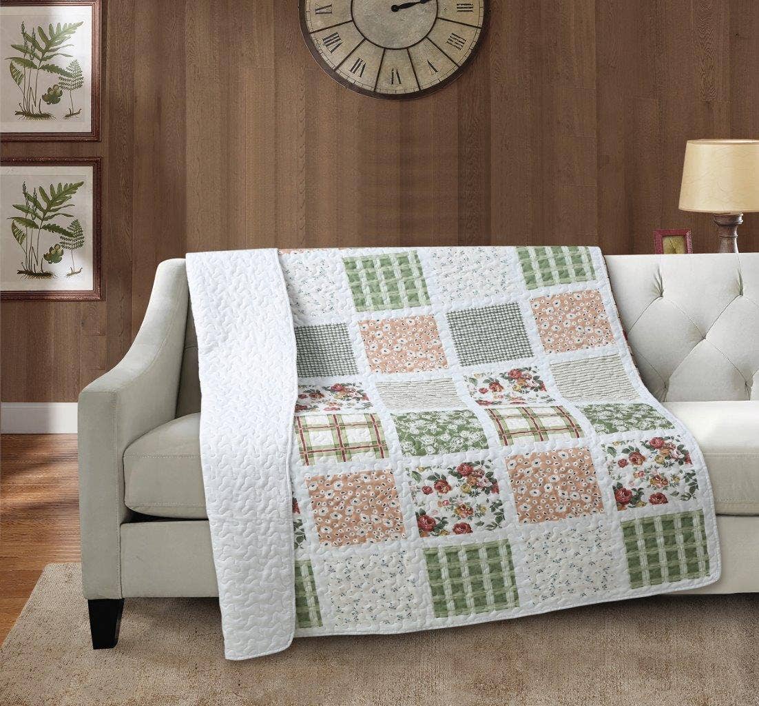 "Earth Tones"  Quilted Throw Blanket 50"x60"