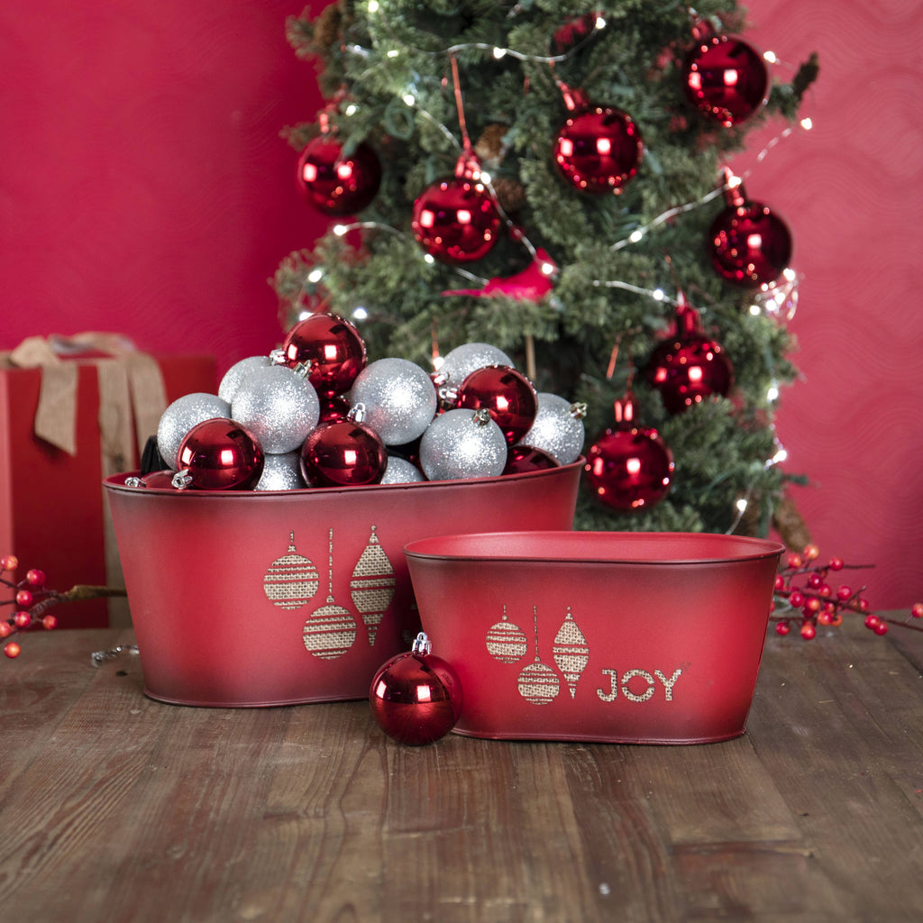 Red "Joy" Holiday Tin Tub