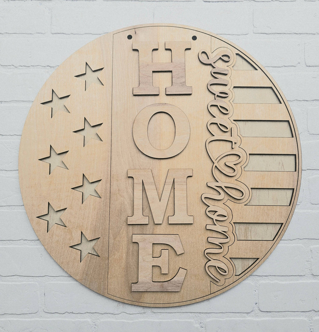 DIY Patriotic Home Sweet Home Flag Door Hanger