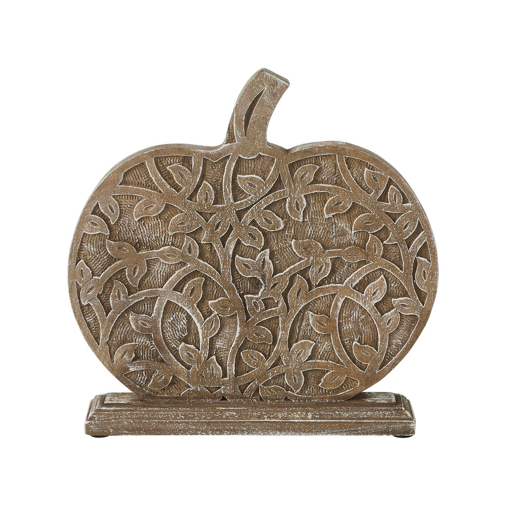 Harvest Vine Carved Wooden Pumpkin Tabletop Sign 11x12 Fall
