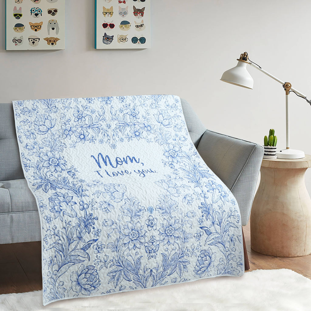 "Mom, I Love You" Inspirational Quilted Throw 50"x60"