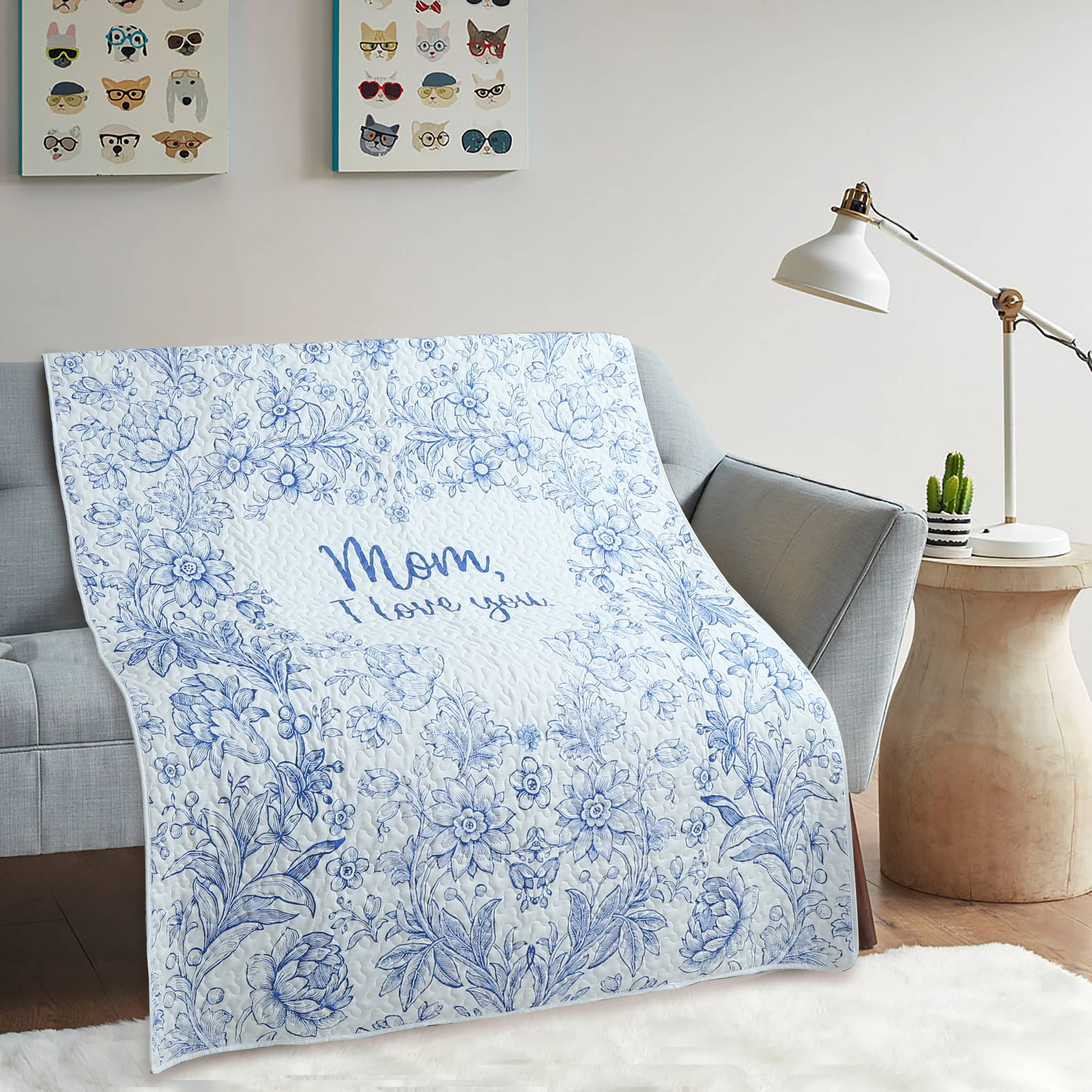 "Mom, I Love You" Inspirational Quilted Throw 50"x60"