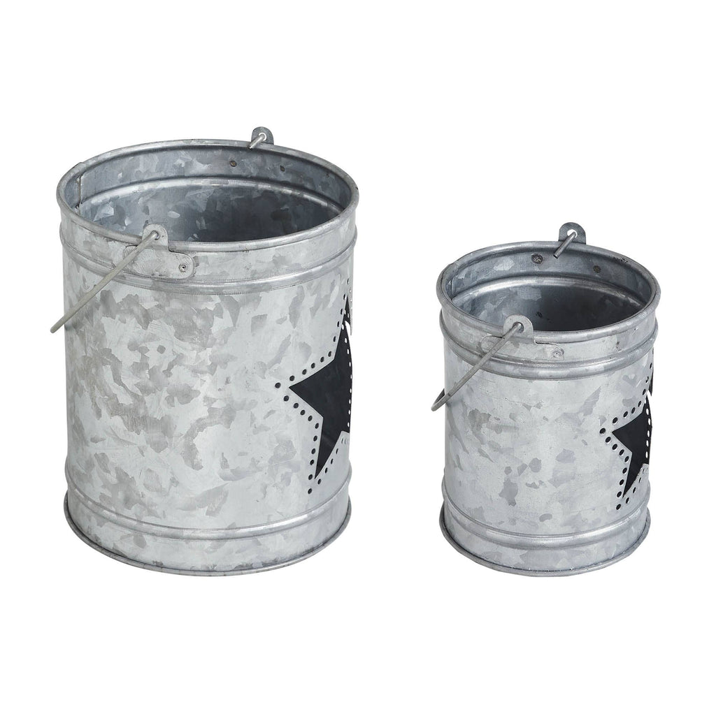 Star Galvanized Metal Votive Candle Holder Set 2pc