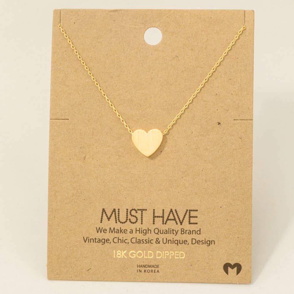 Brushed Heart Pendant Necklace