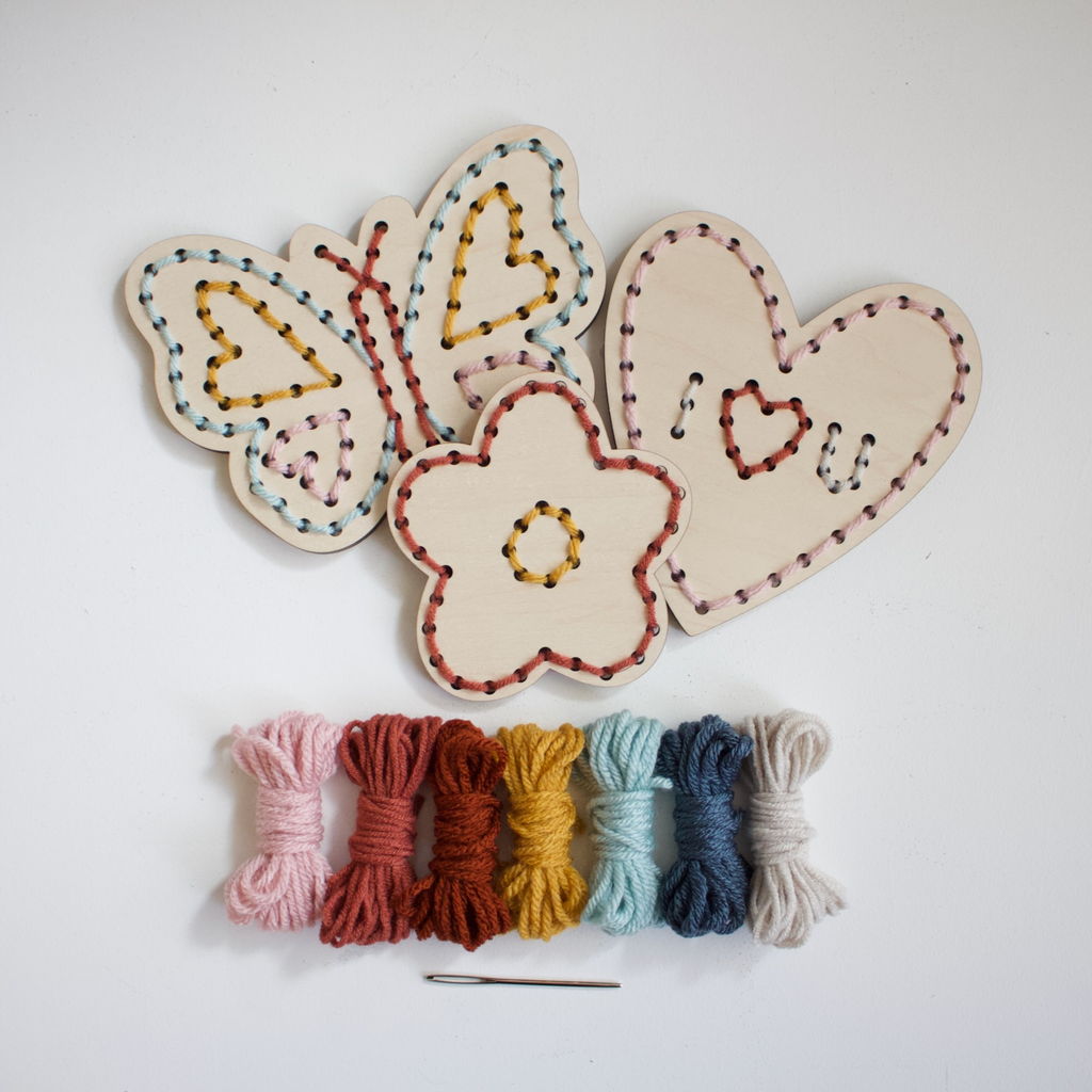 Butterfly, Flower & Heart Kids Embroidery Kit Set – Beginner