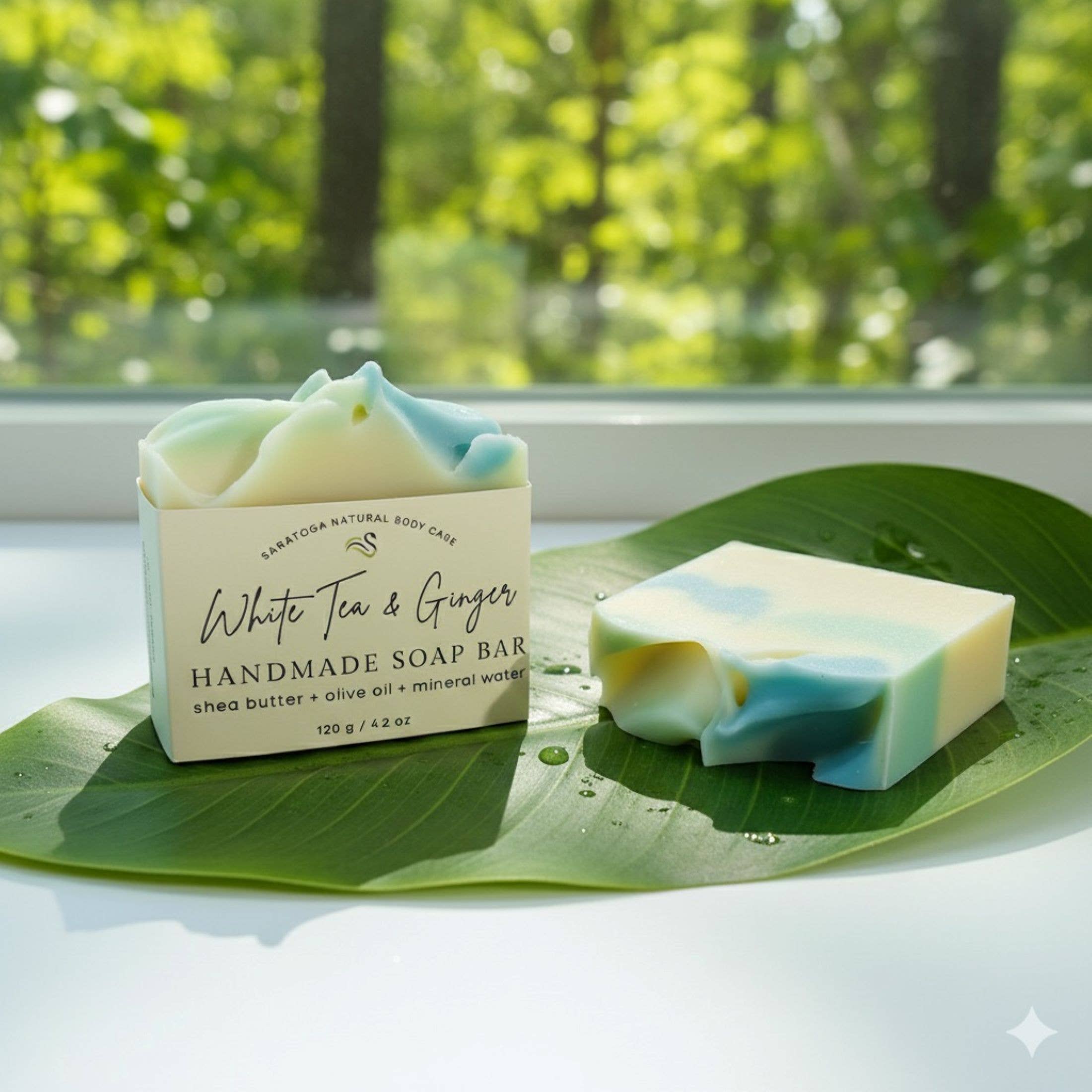 White Tea Ginger Handmade Soap Bar VEGAN COLD PROCESS