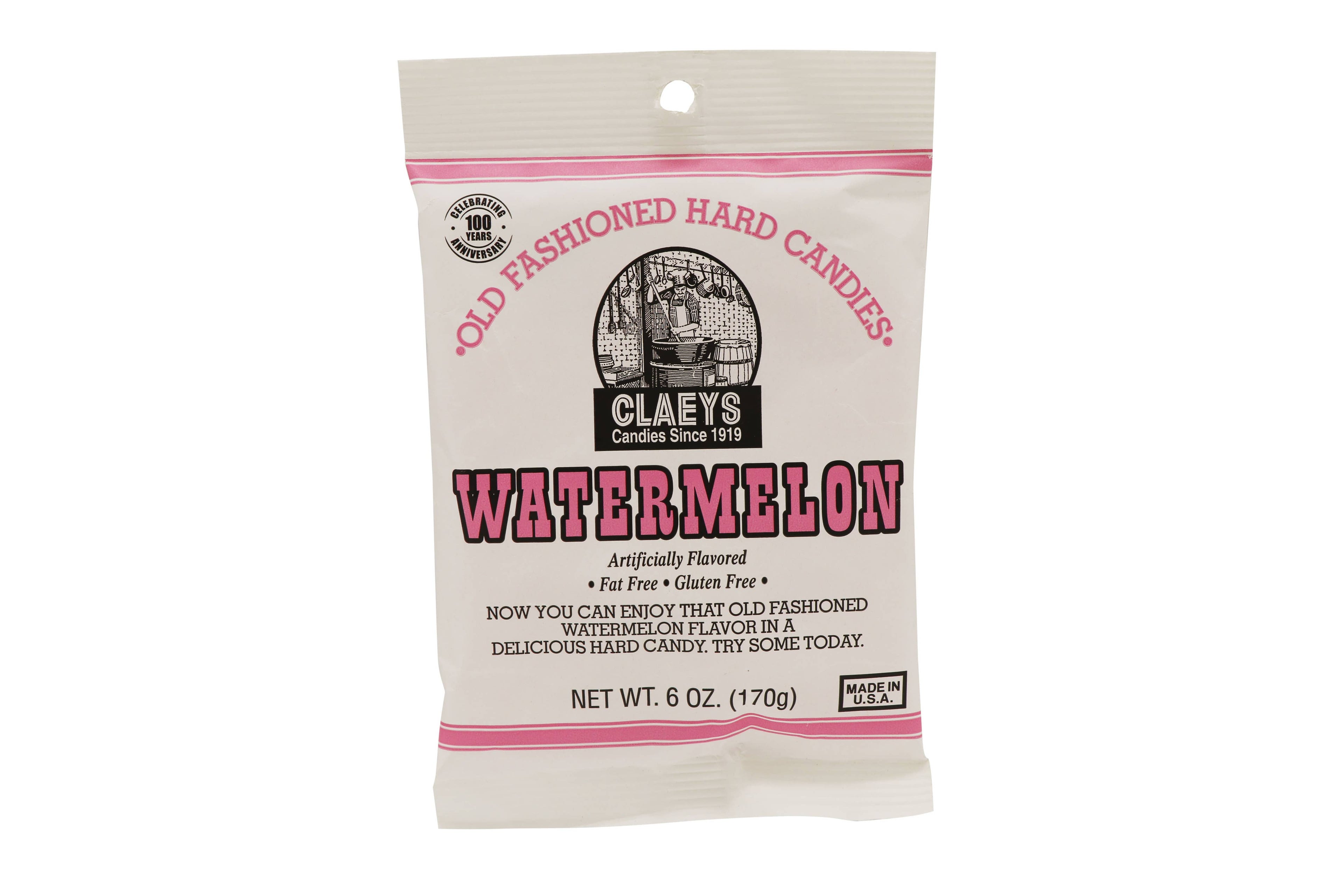 Claeys Old Fashioned Hard Candies Watermelon, 6oz Bag 24ct