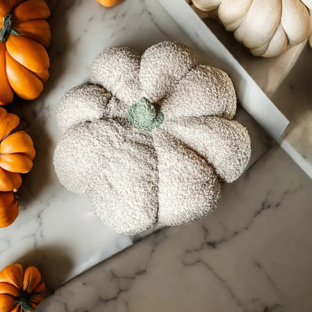 Neutral Fall + Halloween Home Decor, Cute Cotton Pumpkins BW