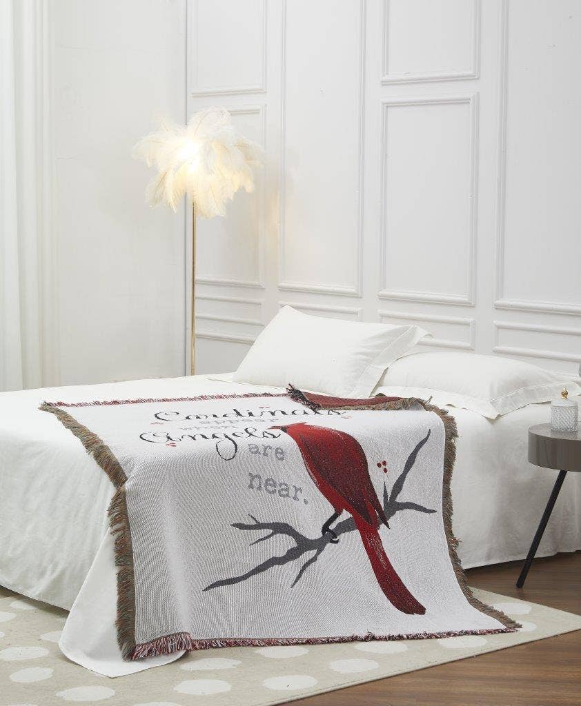 "Cardinals Appear" - Woven Tapestry Throw