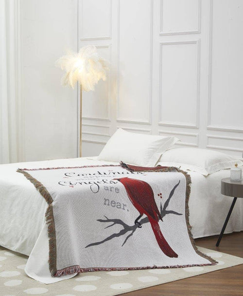 "Cardinals Appear" - Woven Tapestry Throw