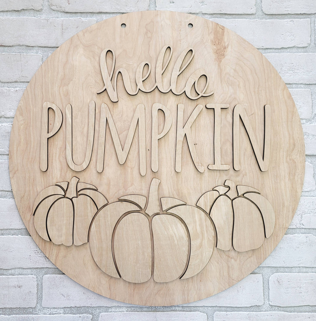 DIY Hello Pumpkin Trio Door Hanger