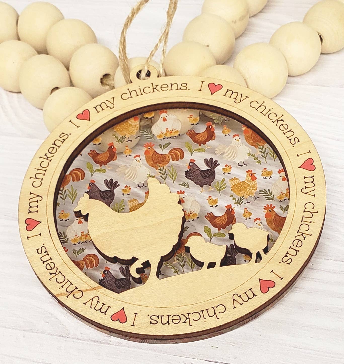 I Heart My Chickens with Chicks Ornament