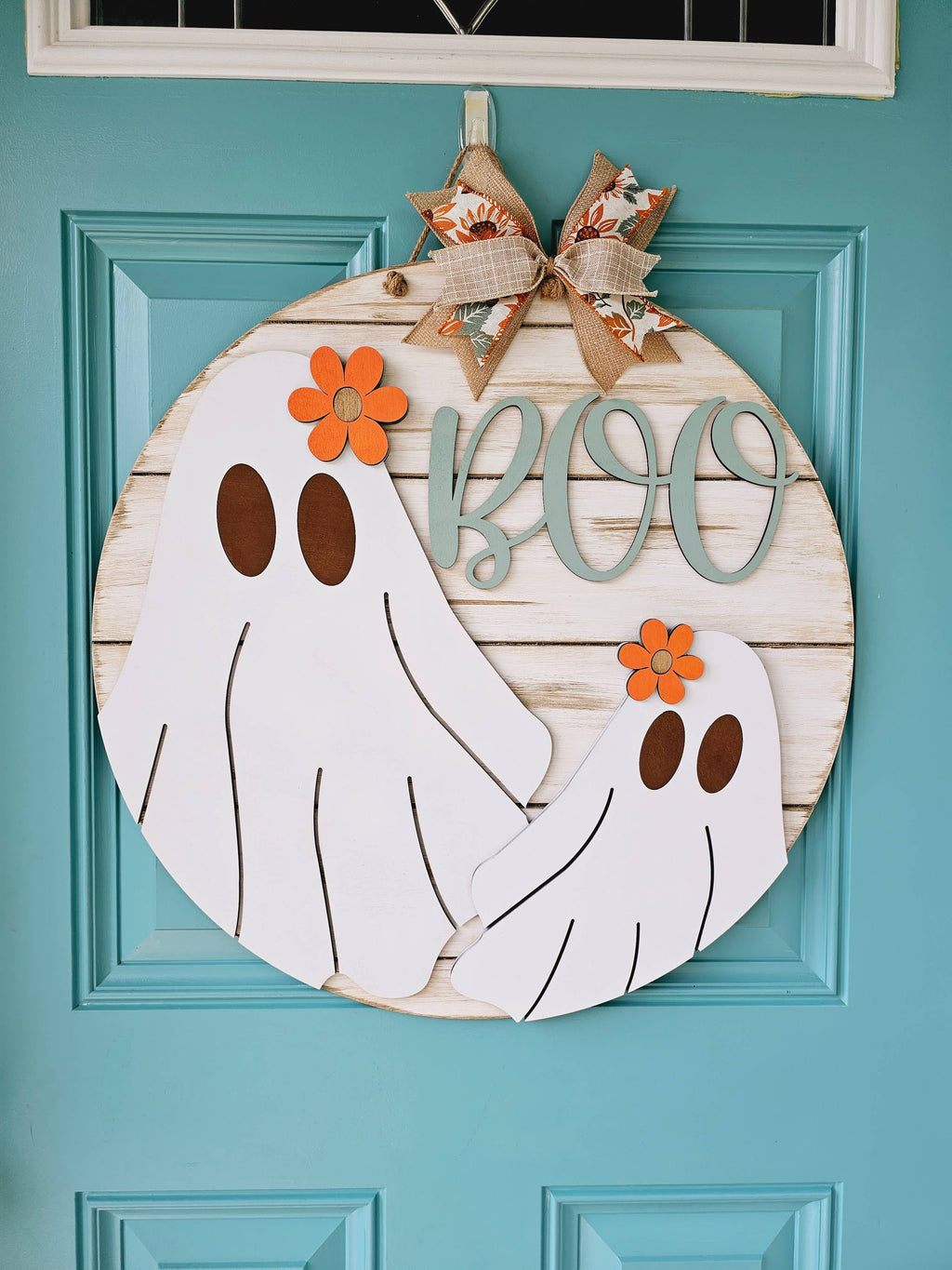 DIY Retro Flower Ghost Door Hanger
