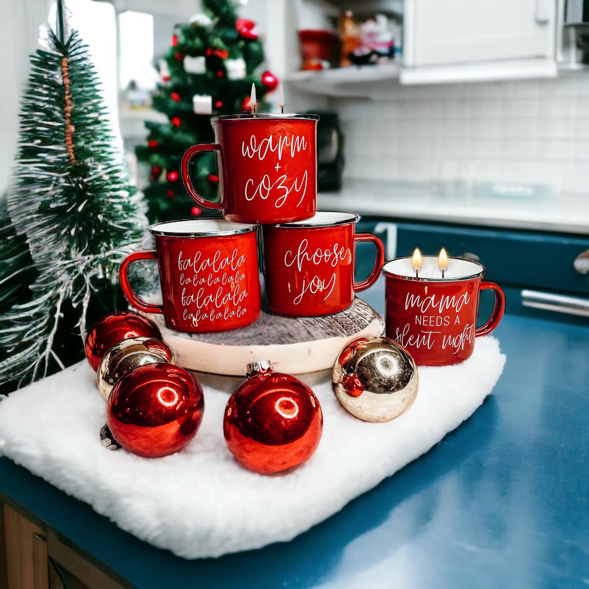 Christmas Scented Candles Soy, Unique Holiday Mug Candles lg