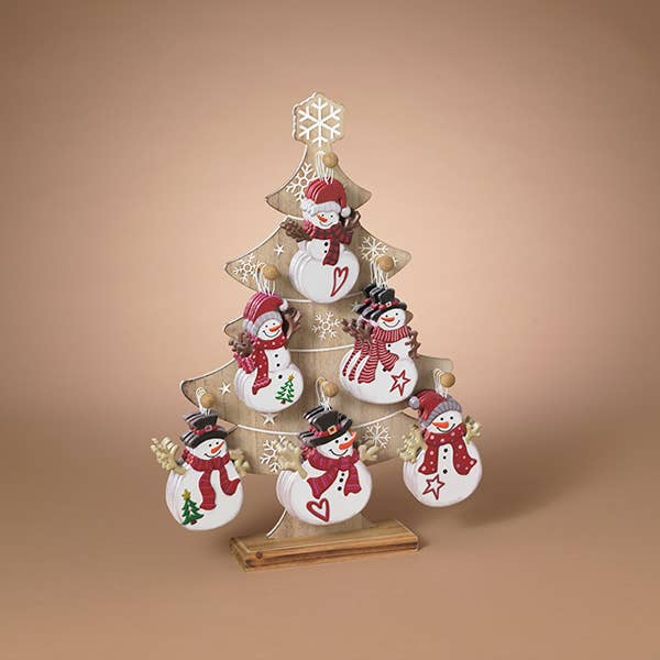 Christmas 6.10"H Metal Embossed Holiday Snowman Ornament, 6 Asst