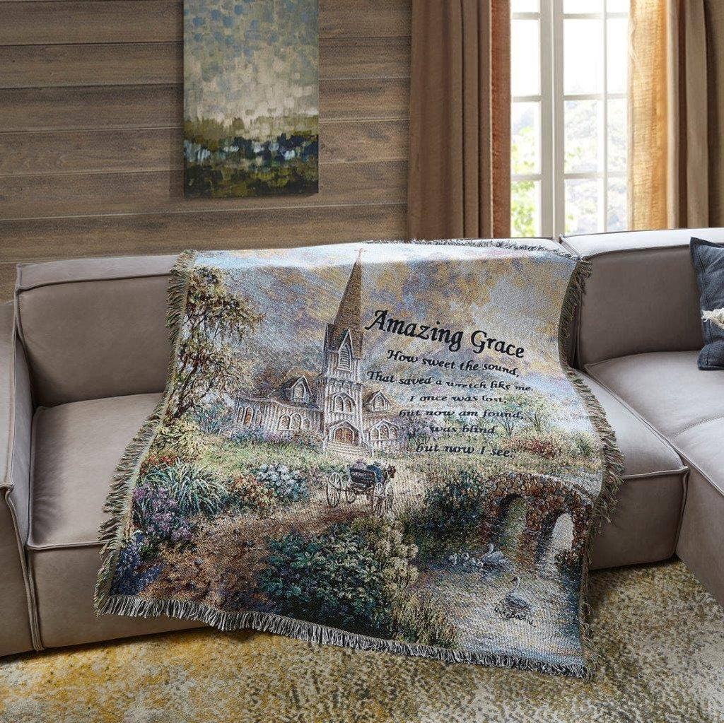 Amazing Grace Church Woven Tapestry Throw