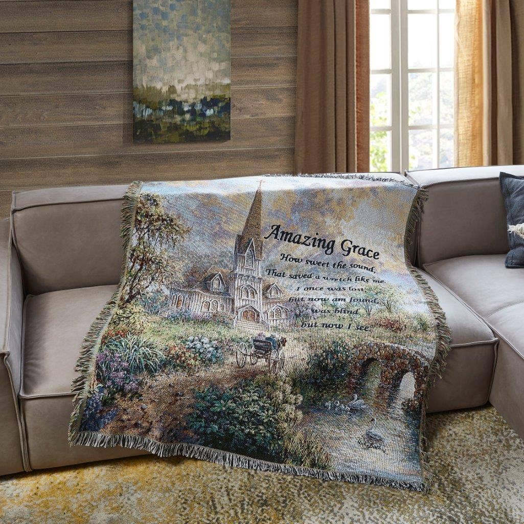 Amazing Grace Church Woven Tapestry Throw