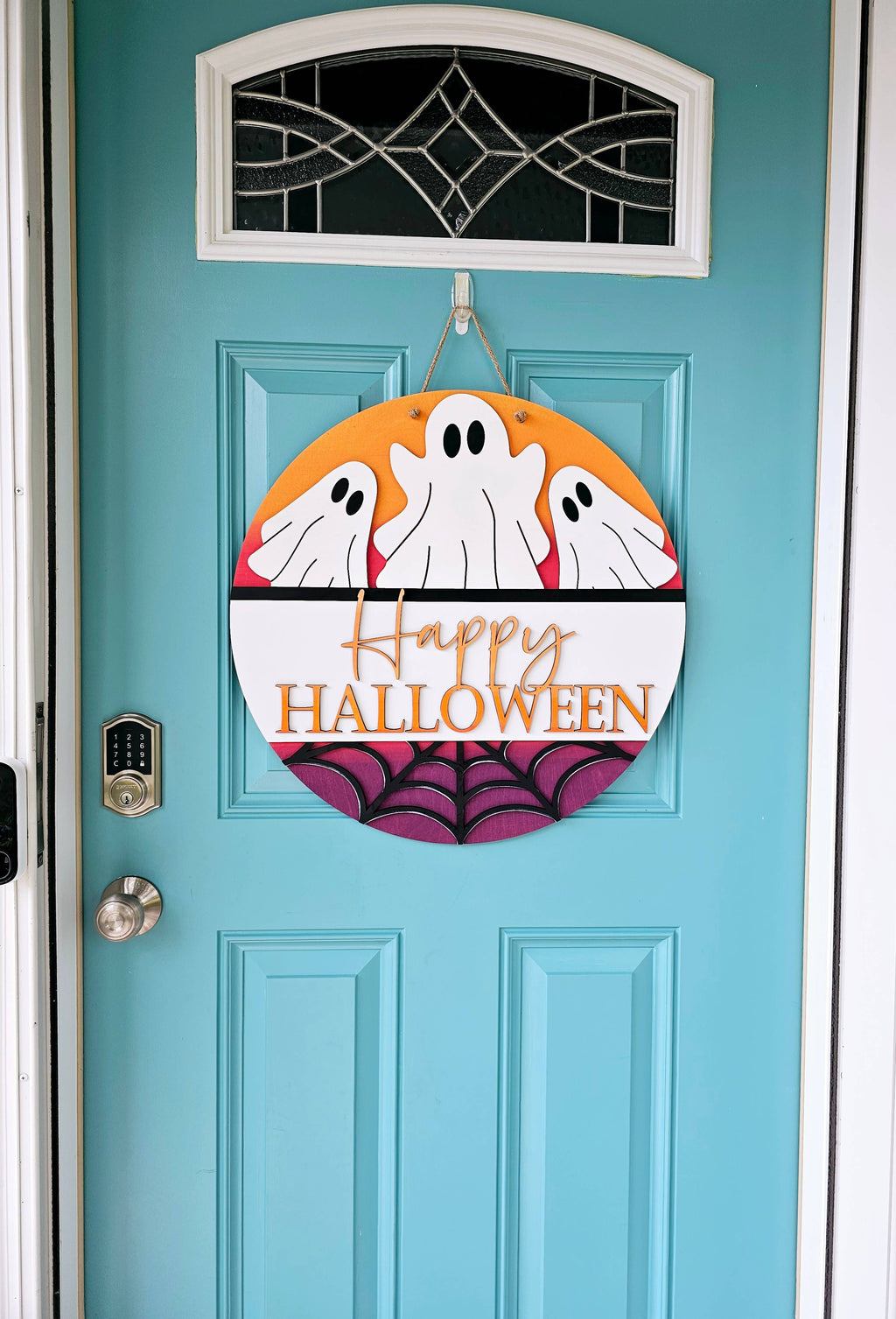 DIY Happy Halloween Ombre Ghost Door Hanger