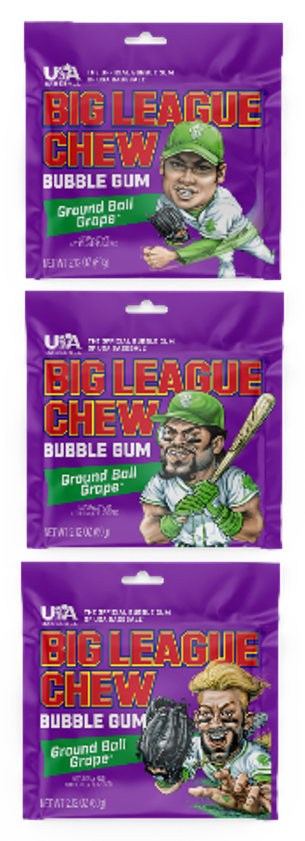 Big League Chew Ground Ball Grape Gum, 12ct Pouches