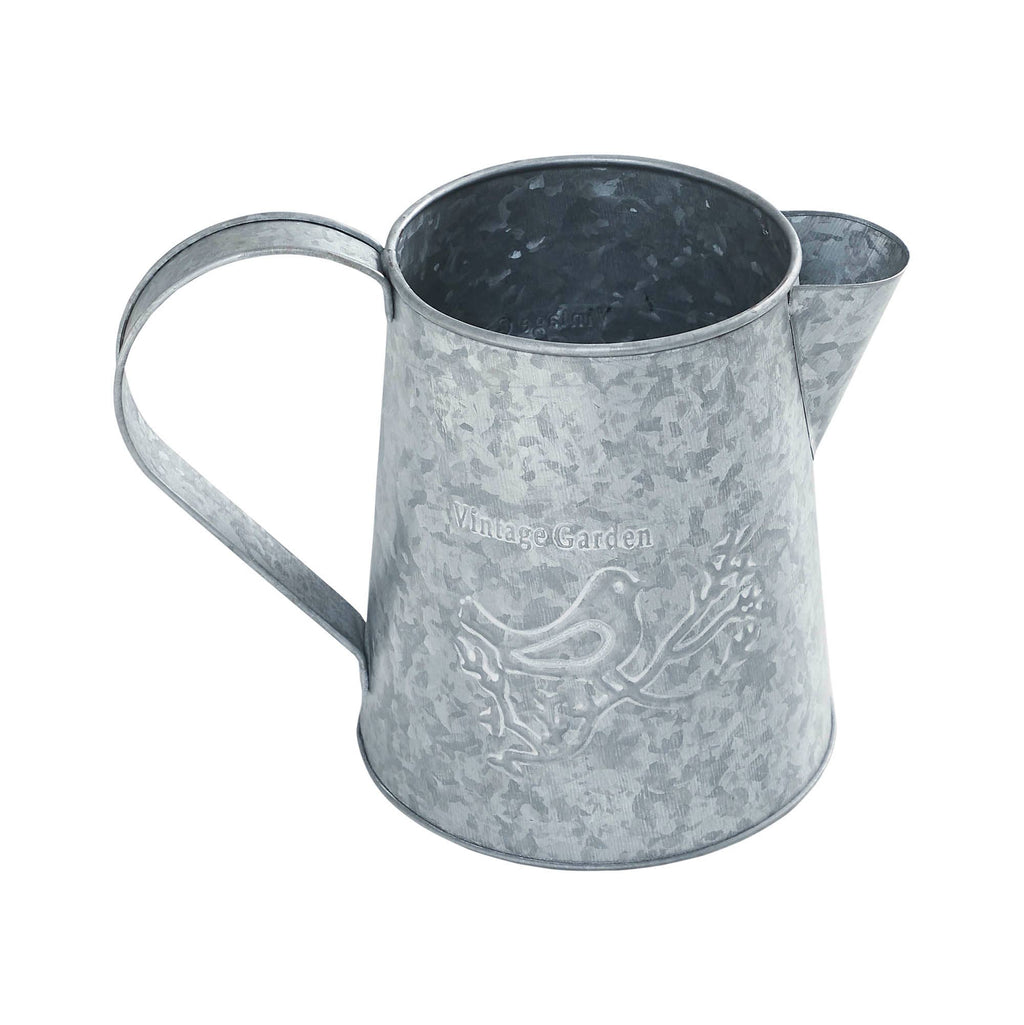 Galvanized Metal Vase with Bird | Farmhouse Decor