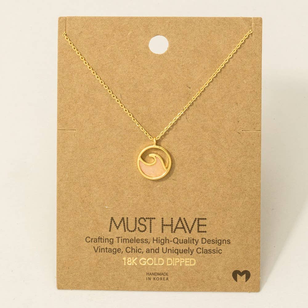 Round Wave Coin Pendant Necklace
