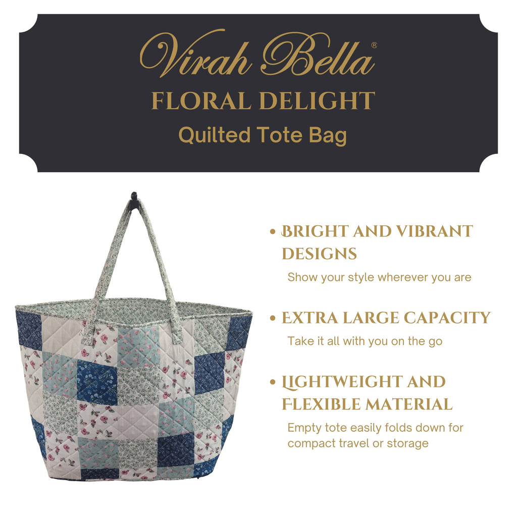 "Floral Delight" Designer Quilted Tote Bag