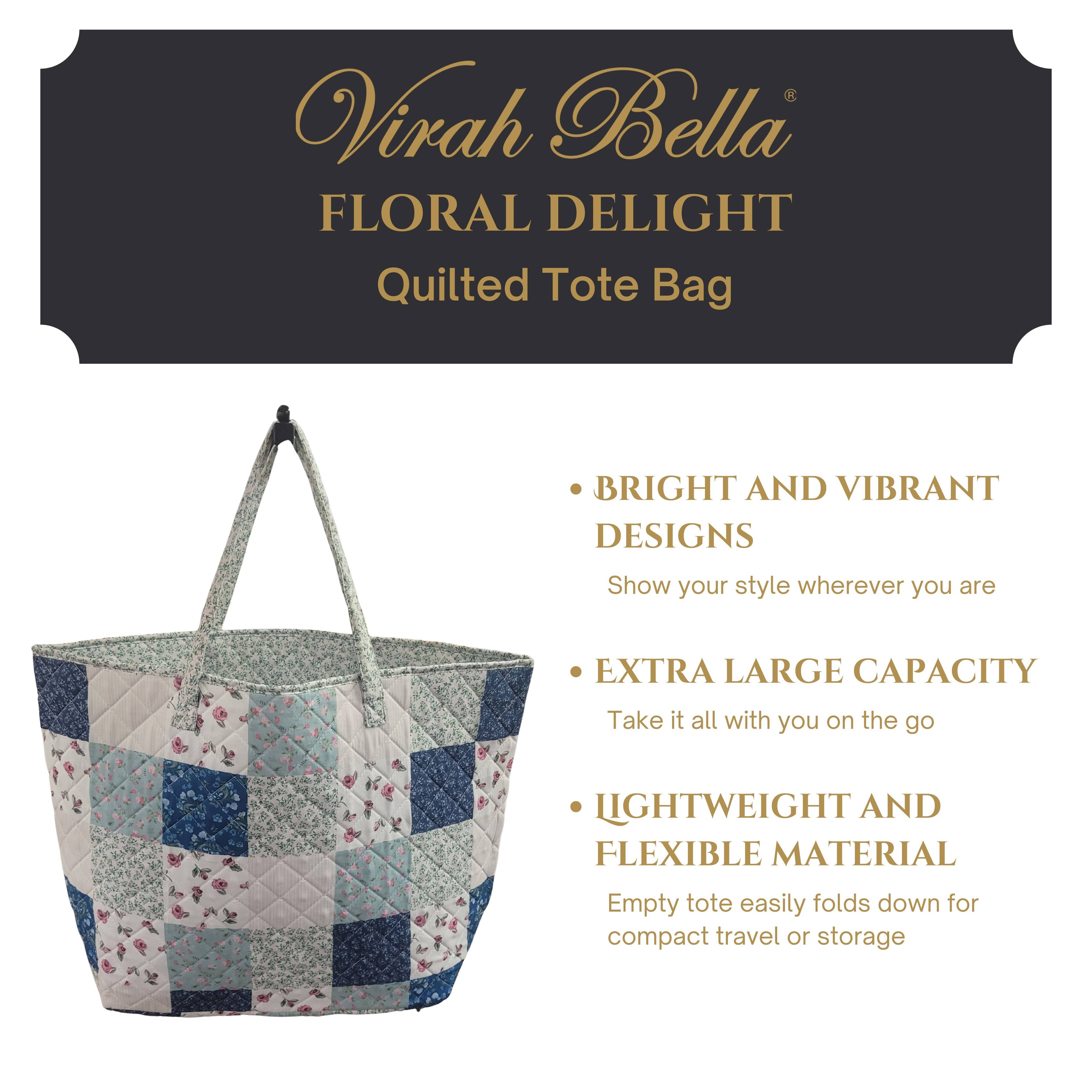 "Floral Delight" Designer Quilted Tote Bag