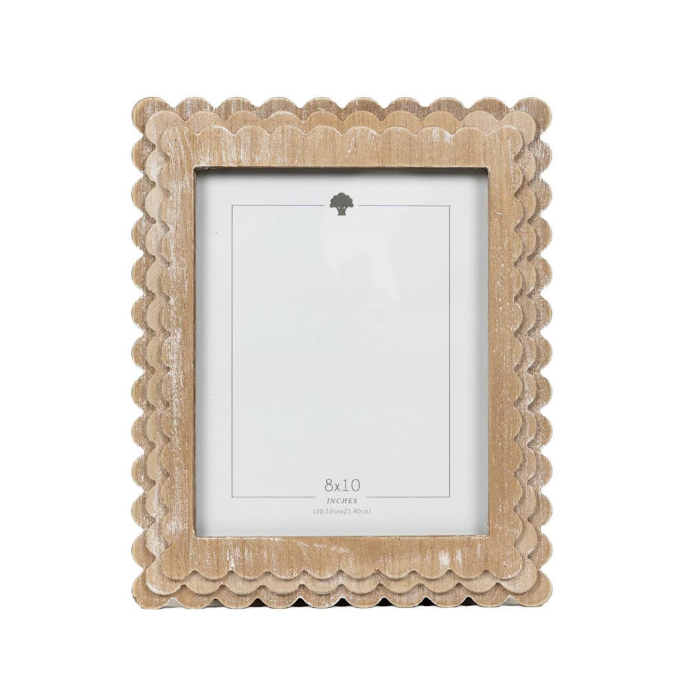 Wood scallop photo frame for 8x10 pic, natural - 17058