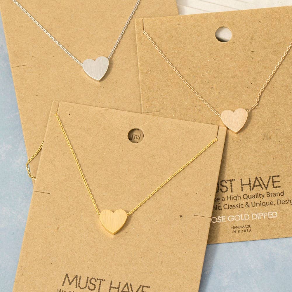 Brushed Heart Pendant Necklace