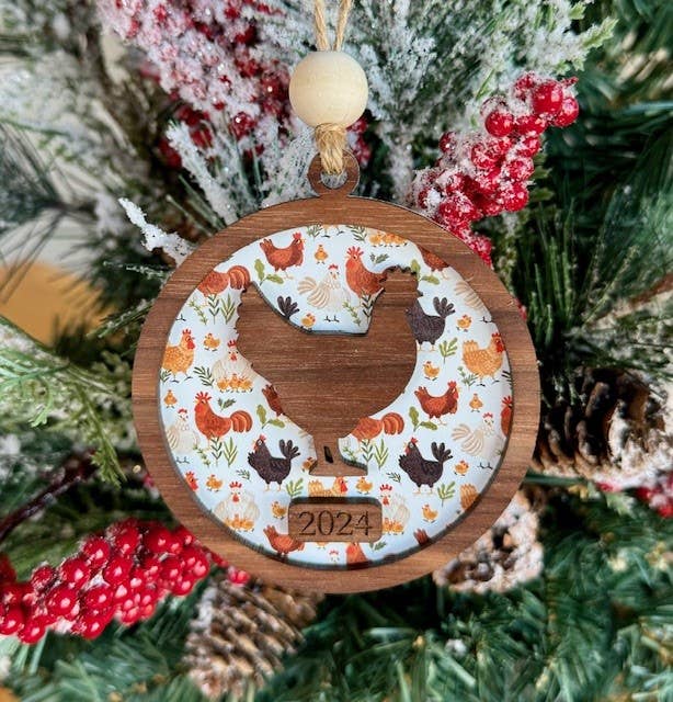 Chicken Christmas Ornament - Farm Theme Tree Ornament