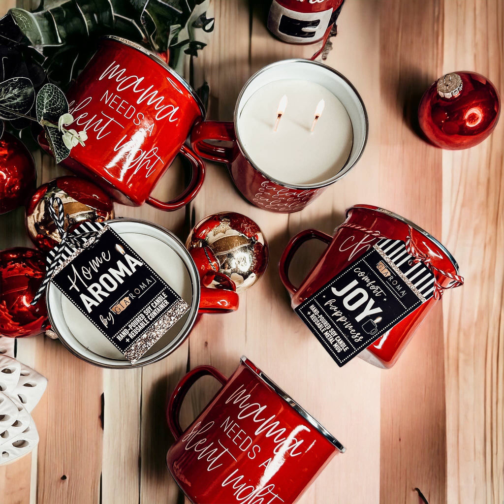 Christmas Scented Candles Soy, Unique Holiday Mug Candles lg