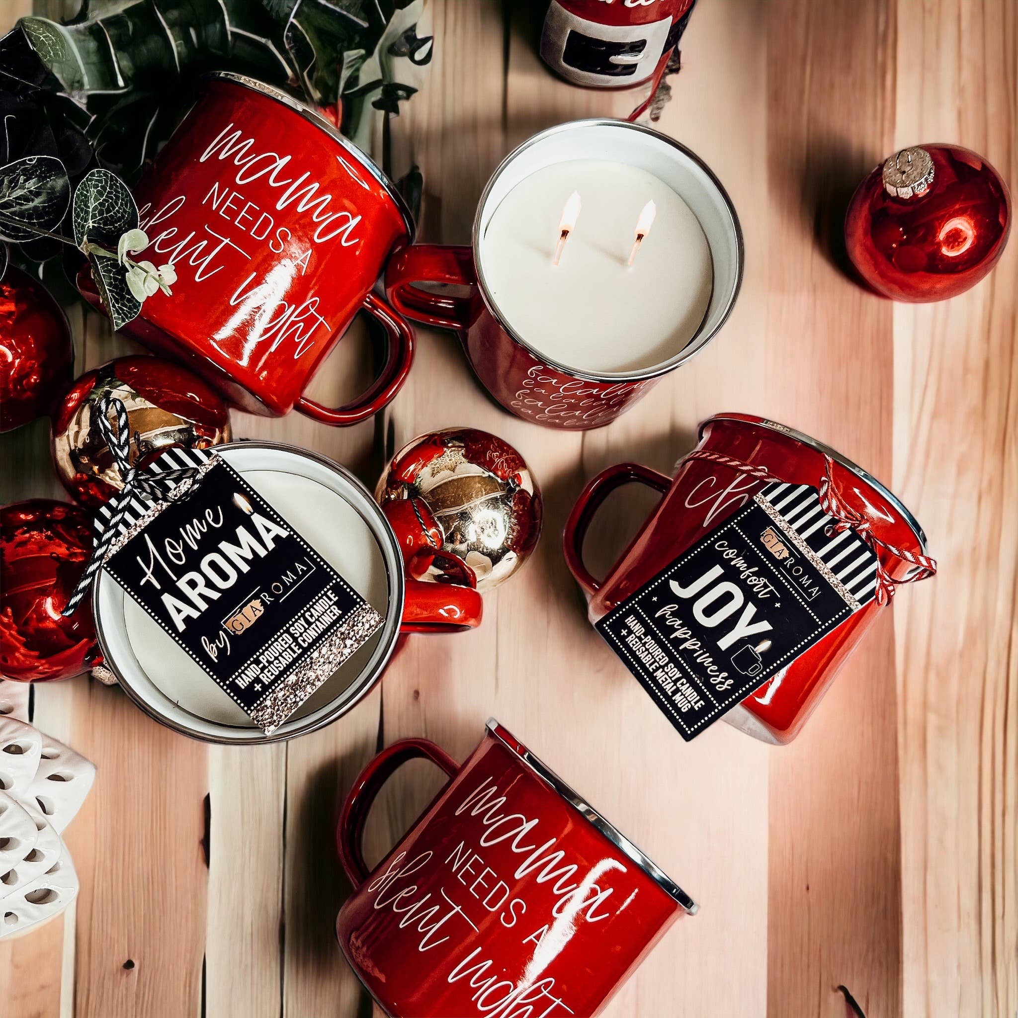 Christmas Scented Candles Soy, Unique Holiday Mug Candles lg